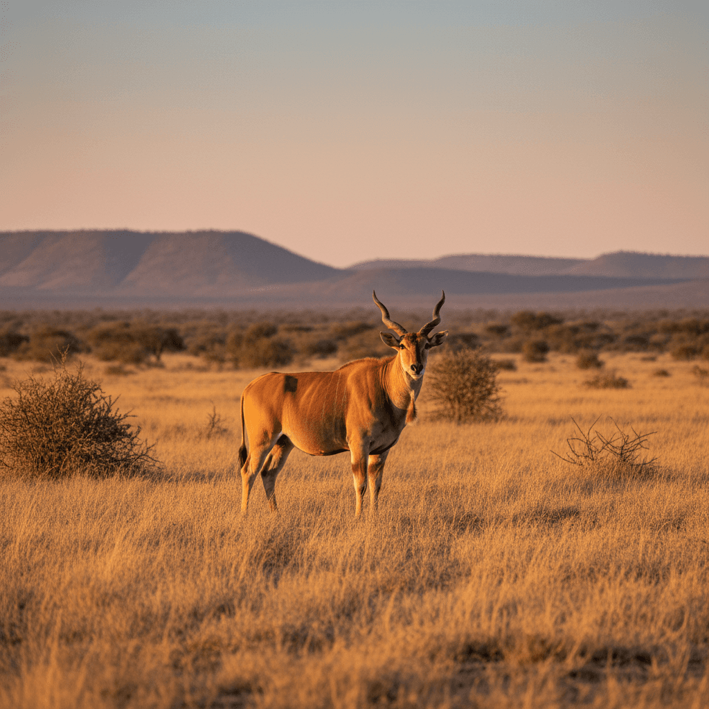 Springbok leaping across early morning grassland