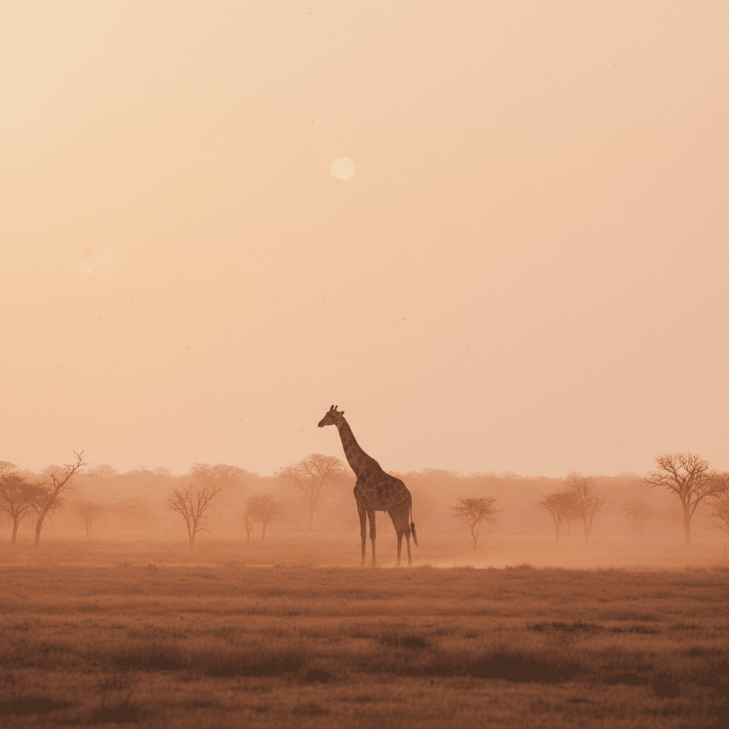 Giraffe standing in the golden morning light on the savanna