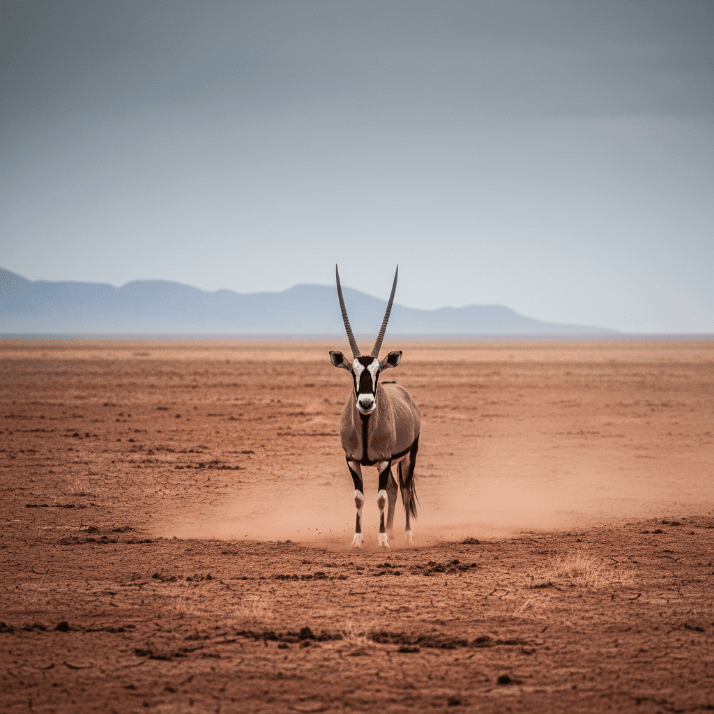 Oryx standing on open Namibian plain